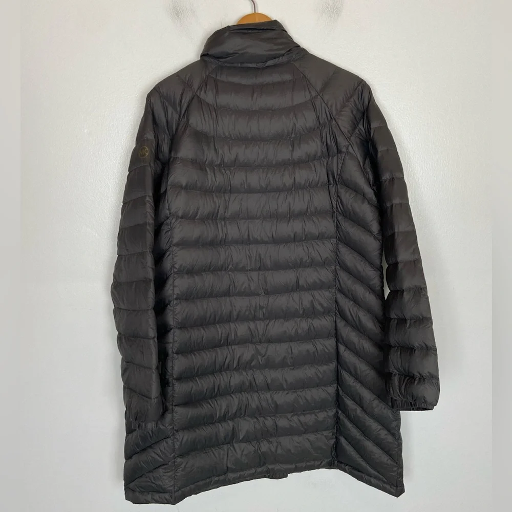 Michael Kors Women's Puff Packable Jacket XL Brown Mock Neck Lightweight Outwear